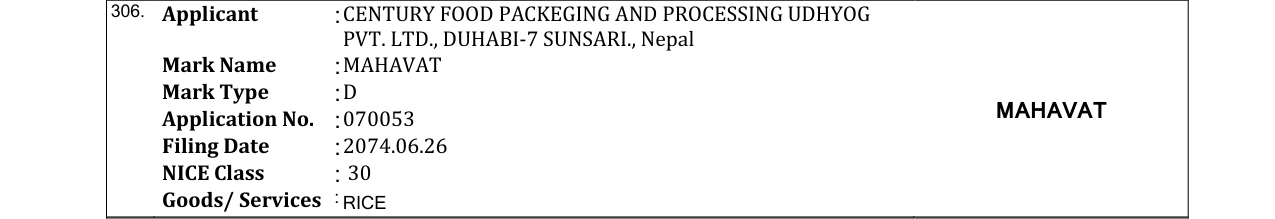 Original bulletin entry for MAHAVAT