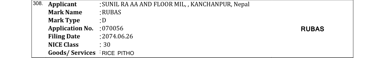 Original bulletin entry for RUBAS