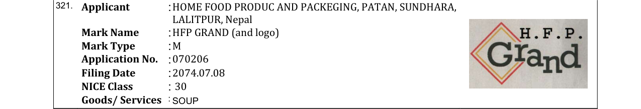 Original bulletin entry for HFP GRAND (and logo)
