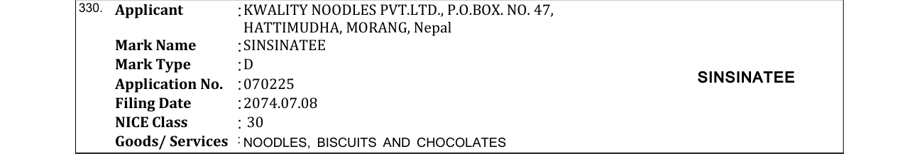 Original bulletin entry for SINSINATEE