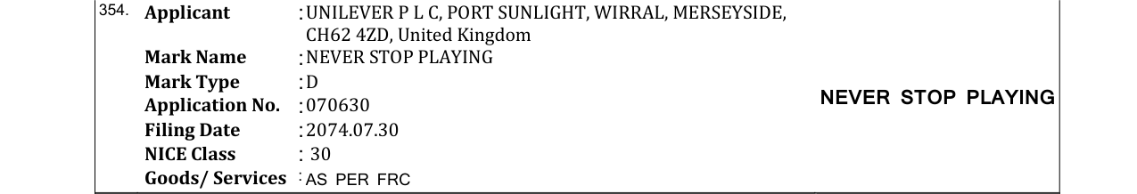 Original bulletin entry for NEVER STOP PLAYING