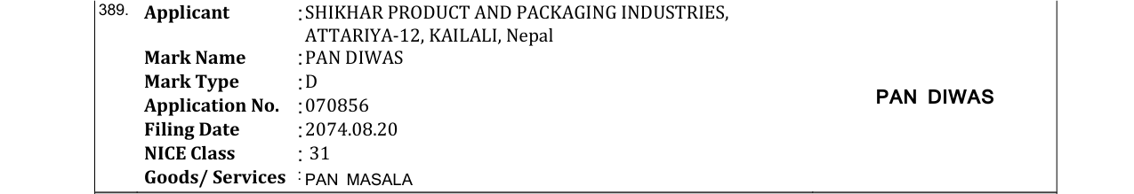 Original bulletin entry for PAN DIWAS