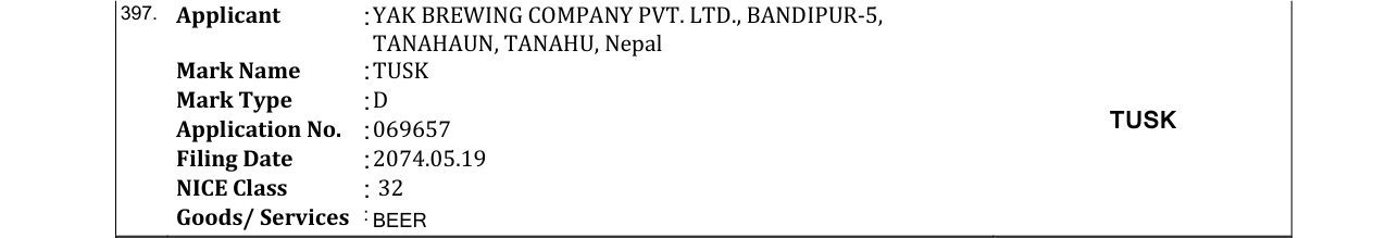 Original bulletin entry for TUSK