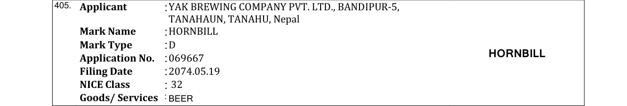 Original bulletin entry for HORNBILL