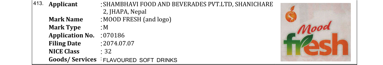 Original bulletin entry for MOOD FRESH (and logo)