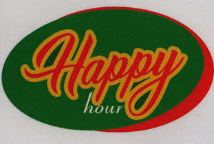 HAPPY HOUR (and logo) trademark logo
