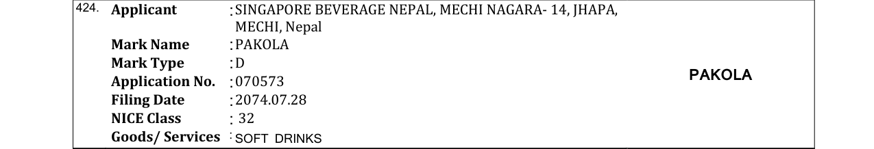 Original bulletin entry for PAKOLA