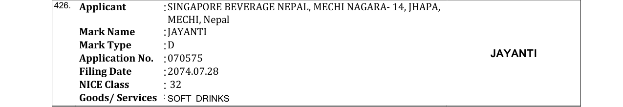 Original bulletin entry for JAYANTI