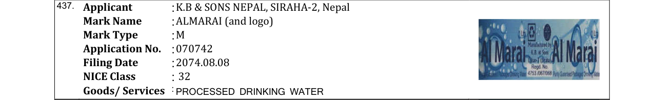 Original bulletin entry for ALMARAI (and logo)