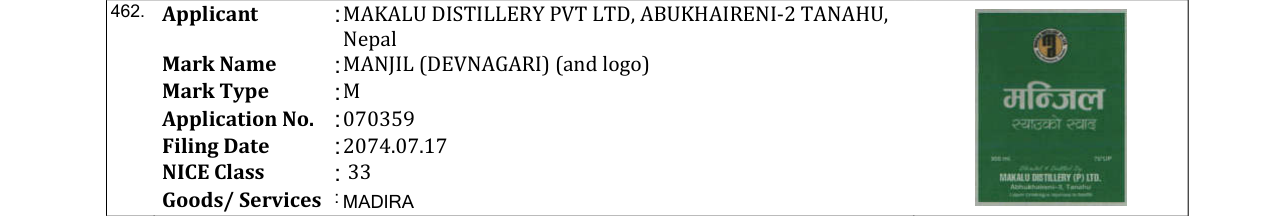 Original bulletin entry for MANJIL (DEVNAGARI) (and logo)