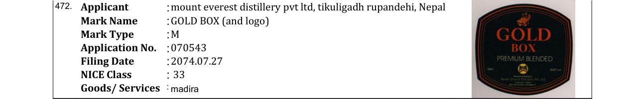 Original bulletin entry for GOLD BOX (and logo)