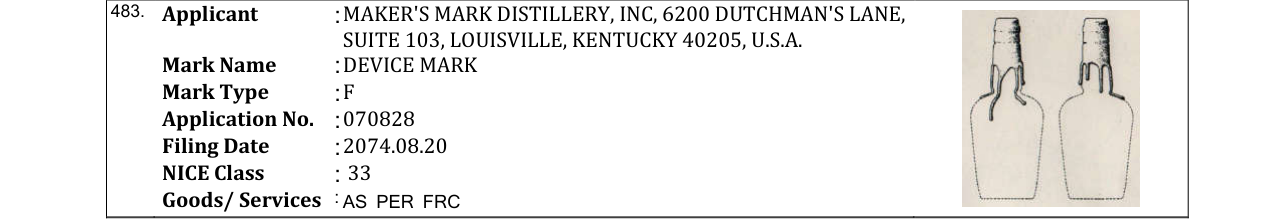 Original bulletin entry for DEVICE MARK