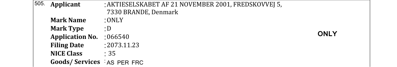 Original bulletin entry for ONLY