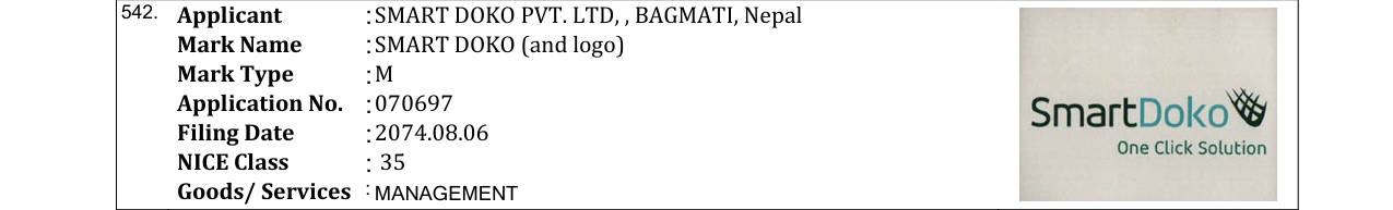 Original bulletin entry for SMART DOKO (and logo)