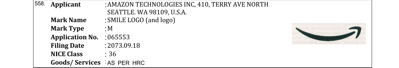 Original bulletin entry for SMILE LOGO (and logo)