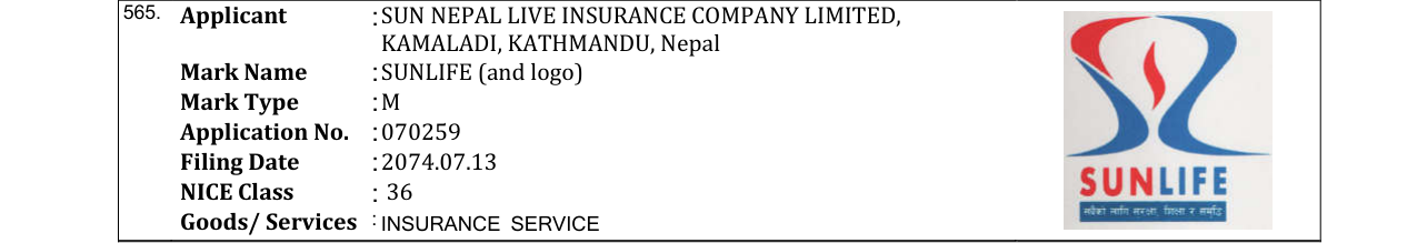 Original bulletin entry for SUNLIFE (and logo)