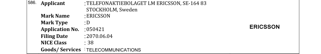 Original bulletin entry for ERICSSON