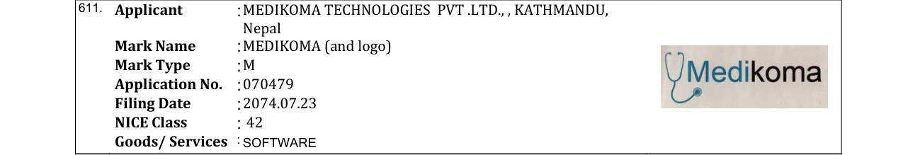 Original bulletin entry for MEDIKOMA (and logo)