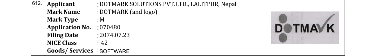 Original bulletin entry for DOTMARK (and logo)