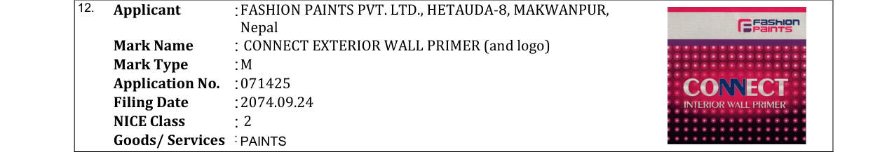 Original bulletin entry for CONNECT EXTERIOR WALL PRIMER (and logo)