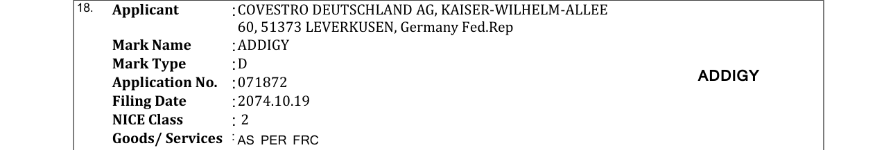 Original bulletin entry for ADDIGY