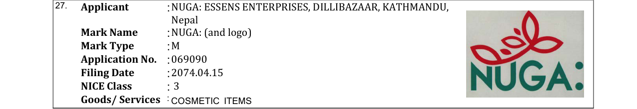 Original bulletin entry for NUGA: (and logo)
