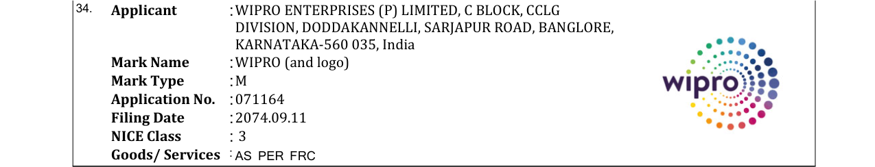 Original bulletin entry for WIPRO (and logo)