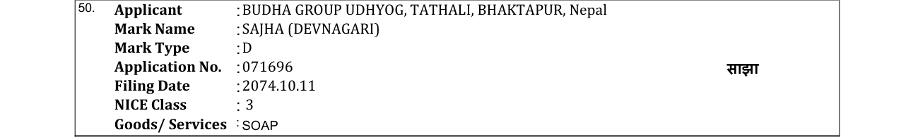 Original bulletin entry for SAJHA (DEVNAGARI)