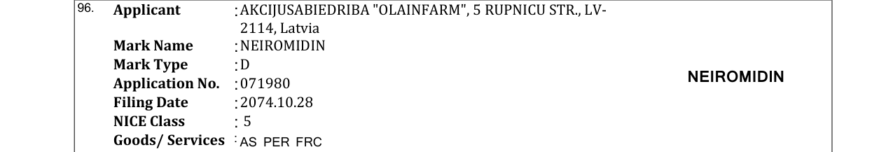 Original bulletin entry for NEIROMIDIN