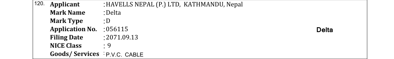 Original bulletin entry for Delta