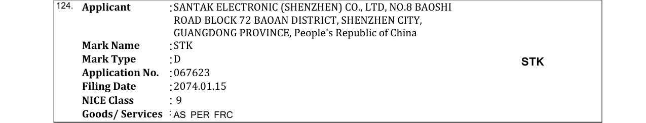 Original bulletin entry for STK