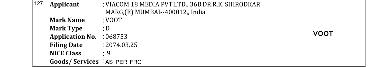 Original bulletin entry for VOOT