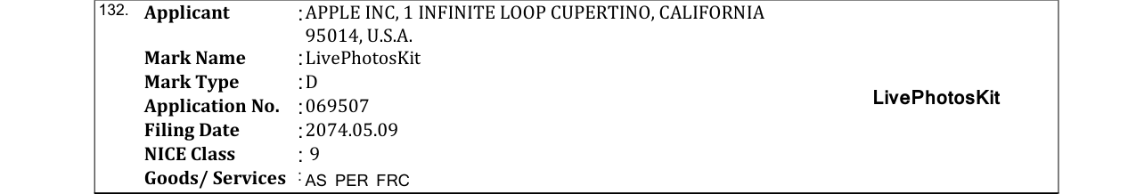 Original bulletin entry for LivePhotosKit
