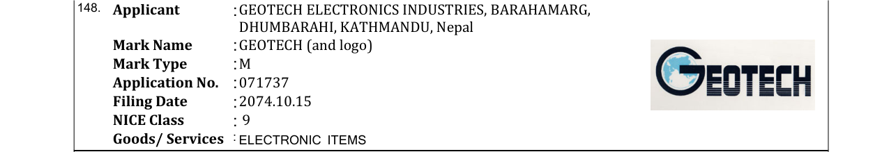 Original bulletin entry for GEOTECH (and logo)