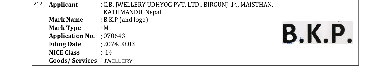 Original bulletin entry for B.K.P (and logo)