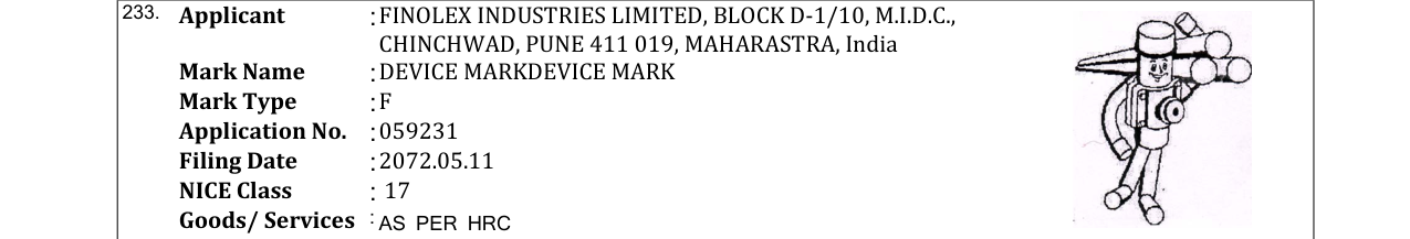 Original bulletin entry for DEVICE MARKDEVICE MARK