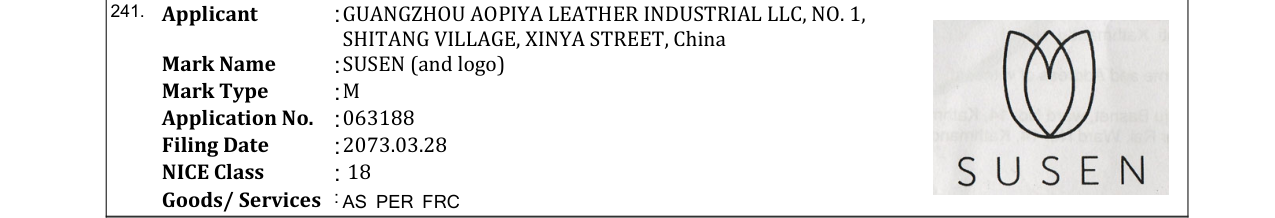 Original bulletin entry for SUSEN (and logo)