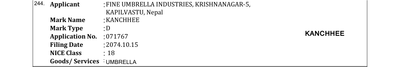 Original bulletin entry for KANCHHEE