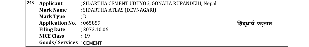 Original bulletin entry for SIDARTHA ATLAS (DEVNAGARI)