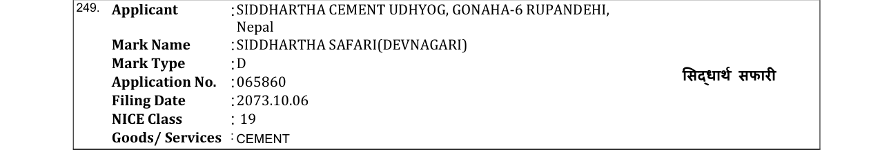 Original bulletin entry for SIDDHARTHA SAFARI(DEVNAGARI)