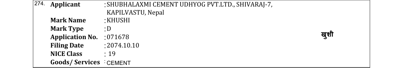 Original bulletin entry for KHUSHI