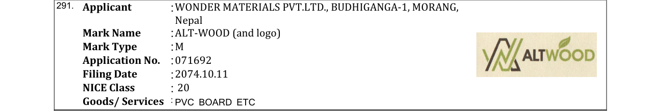 Original bulletin entry for ALT-WOOD (and logo)