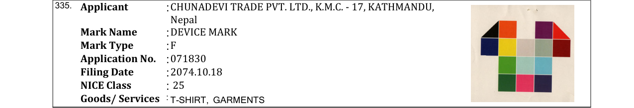 Original bulletin entry for DEVICE MARK