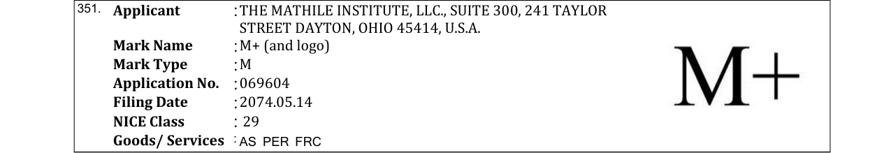 Original bulletin entry for M+ (and logo)