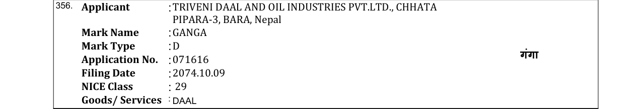 Original bulletin entry for GANGA