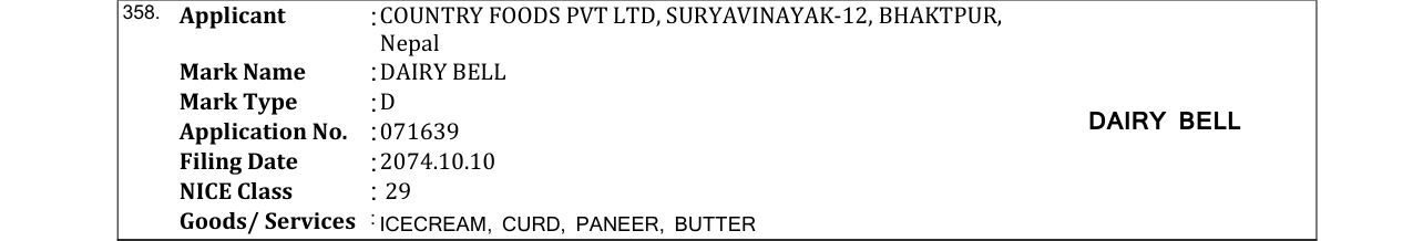 Original bulletin entry for DAIRY BELL