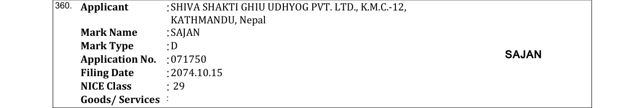 Original bulletin entry for SAJAN