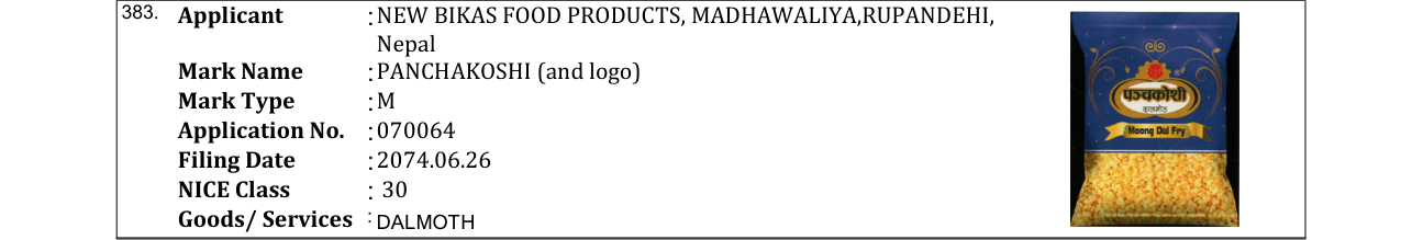 Original bulletin entry for PANCHAKOSHI (and logo)