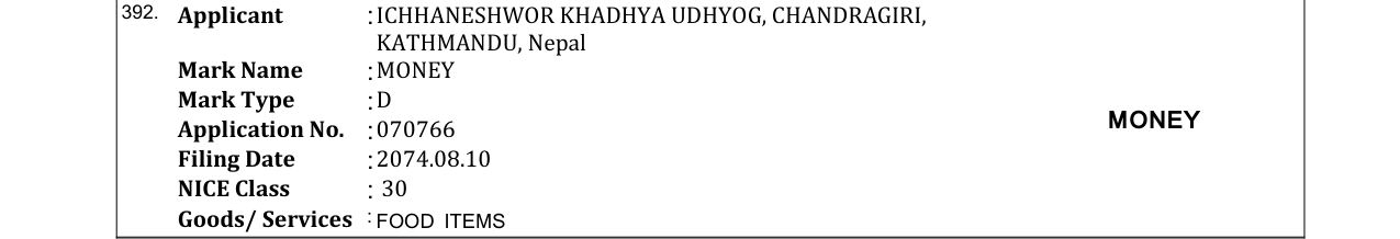 Original bulletin entry for MONEY