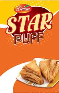 DELICIA STAR PUFF (and logo) trademark logo